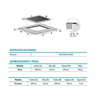 Placa Inducción Midea MIH740T467K0 32 cm (1)