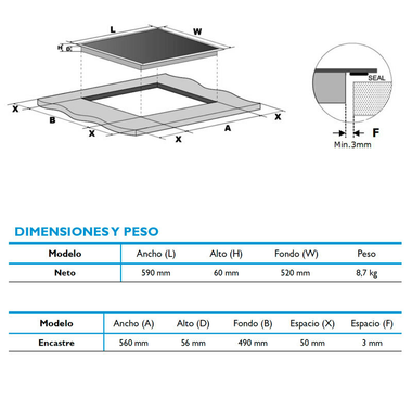 Placa Inducción Midea MIH740T278K0 60 cm (1)