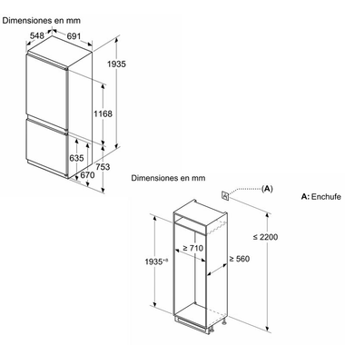 Frigorífico Combi integrable Balay 3KIE901F (1)