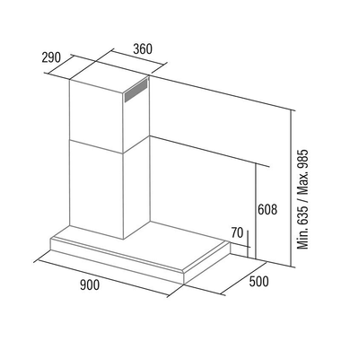 Campana decorativa Esquina Cata Gala L Inox 90 cm (1)