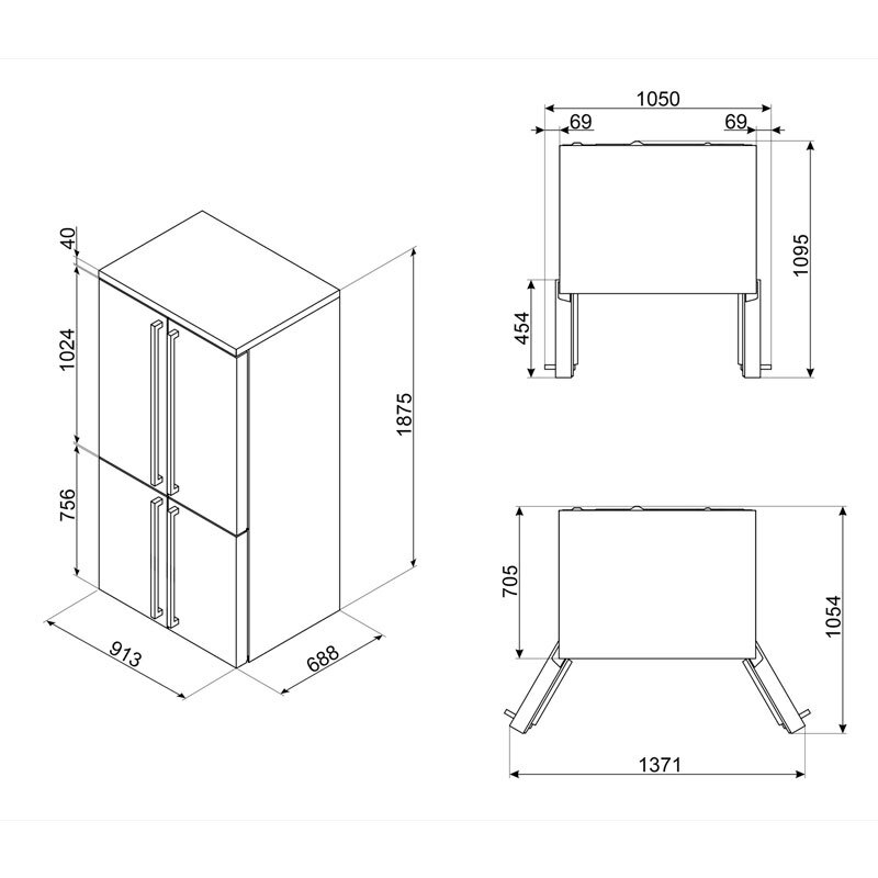 Frigorífico Americano Smeg FQ60CAO6 Gris Antracita (1)