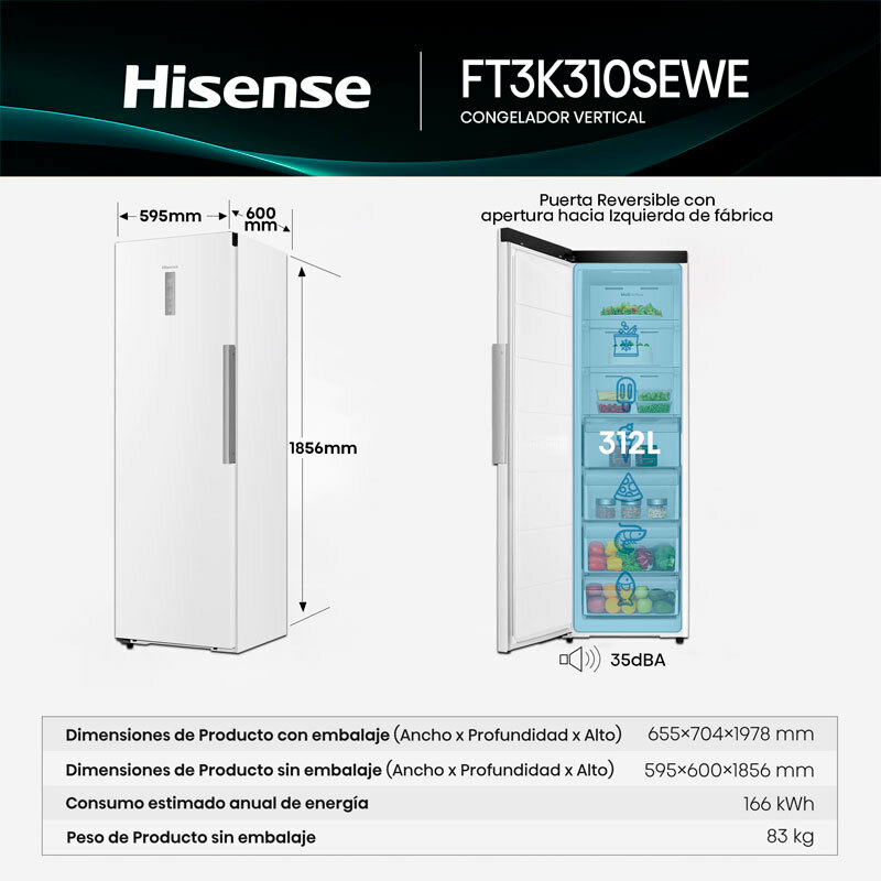 Congelador 1 Puerta Hisense FT3K310SEWE Blanco (1)