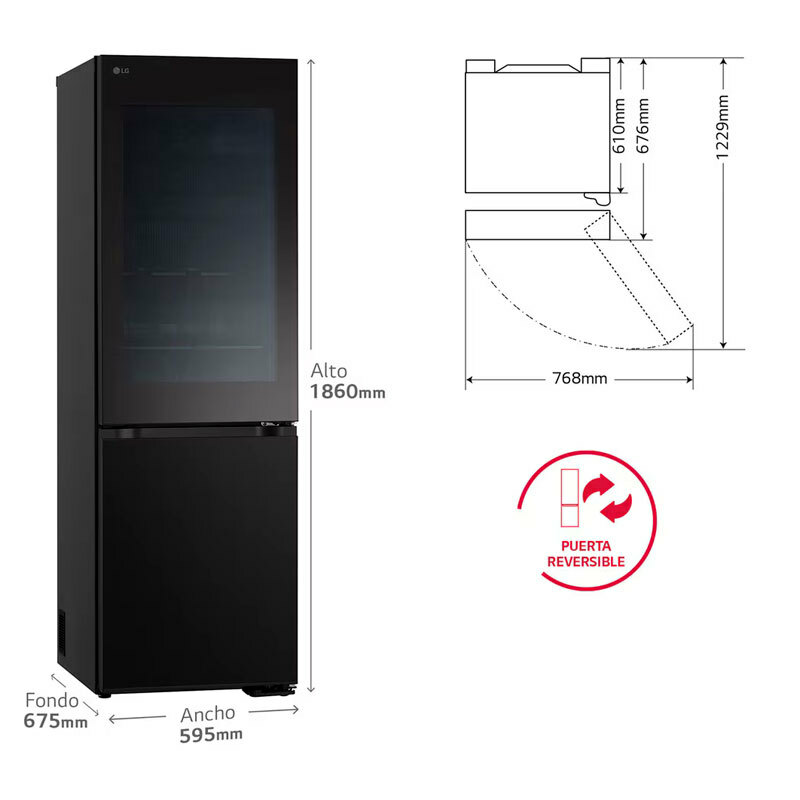 Frigorífico Combi LG GBG5160CEV Acero Negro (1)