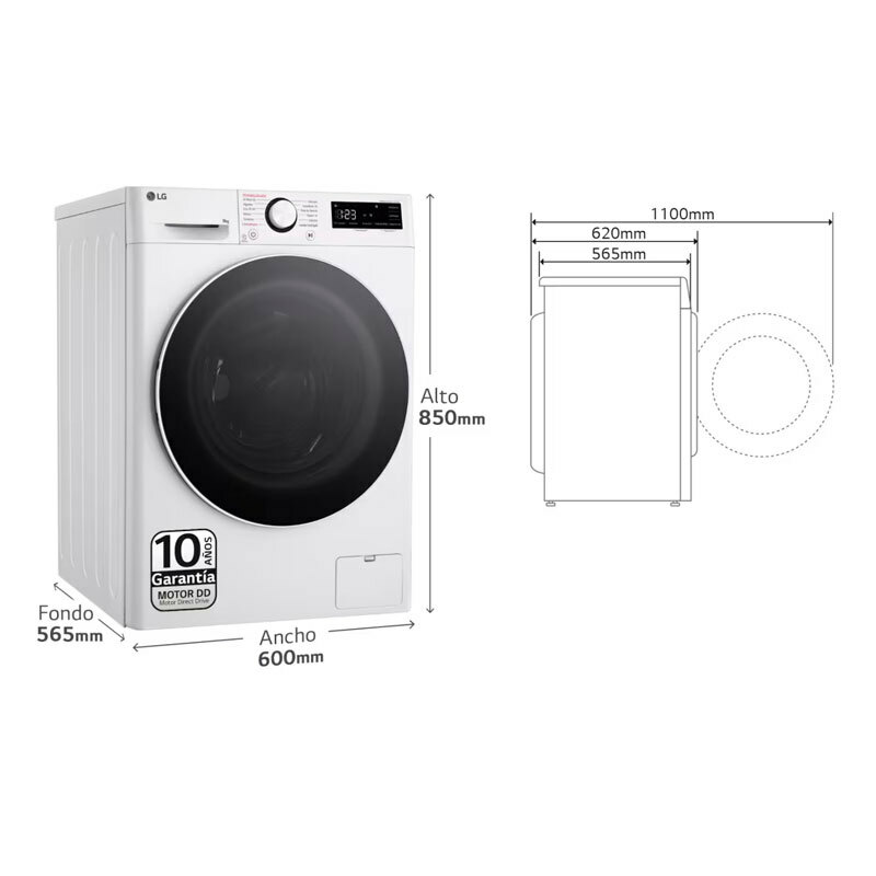 Lavadora LG F4WR6009A0W 9Kg (1)