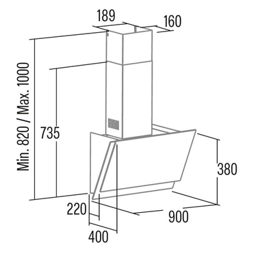 Campana decorativa Cata JUNO Plus 9000 GBK Cristal Negro 90 cm (1)