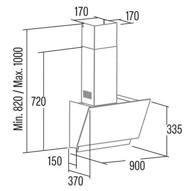 Campana decorativa Cata JUNO 9000 GBK Cristal Negro 90 cm (1)