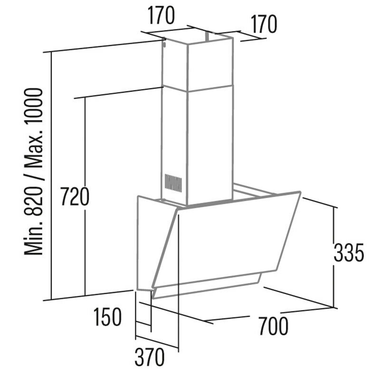 Campana decorativa Cata JUNO 7000 GBK Cristal Negro 70 cm (1)
