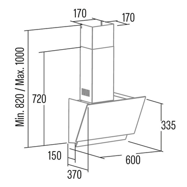 Campana decorativa Cata JUNO 6000 GBK Cristal Negro 60 cm (1)