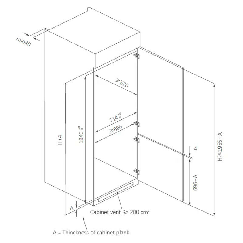 Frigorífico Combi integrable Midea MDRE554FGD01 (1)