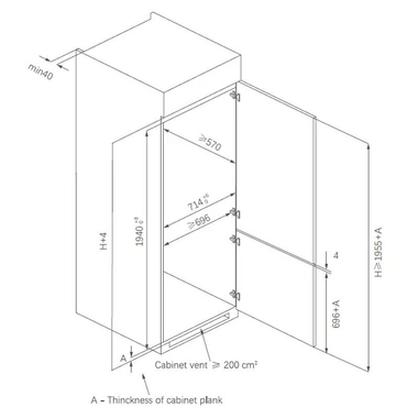 Frigorífico Combi integrable Midea MDRE554FGD01 (1)