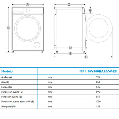 Lavadora Midea MF110W100BA10/W-ES 10Kg (1)