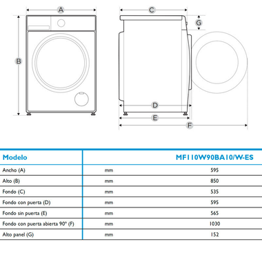 Lavadora Midea MF110W90BA10/W-ES 9Kg (1)