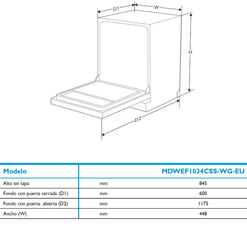 Lavavajillas Midea MDWEF1034CSS-WG-EU 45 cm (1)