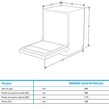 Lavavajillas Midea MDWEF1034CW-WG-EU 45 cm (1)