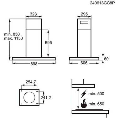 Campana decorativa AEG GI87D91CB Negro Mate 90 cm (1)