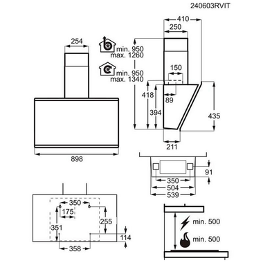 Campana decorativa AEG GV77D91SB Cristal Negro 90 cm (1)