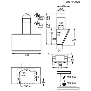 Campana decorativa AEG GV77D61SB Cristal Negro 60 cm (1)