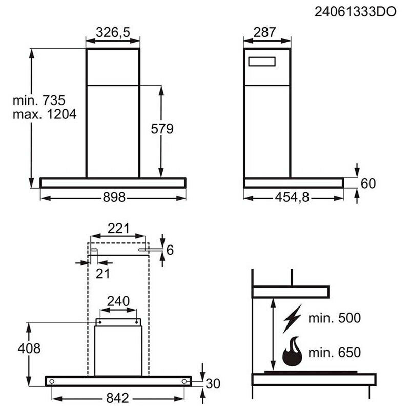 Campana decorativa AEG GB87D91CB Acero Negro 90 cm (1)