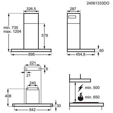 Campana decorativa AEG GB87D91CB Acero Negro 90 cm (1)