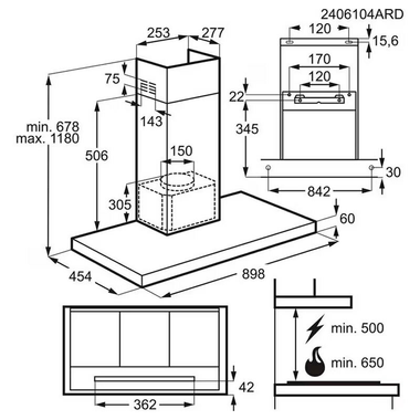 Campana decorativa AEG GB67D91HL Inox 90 cm (1)