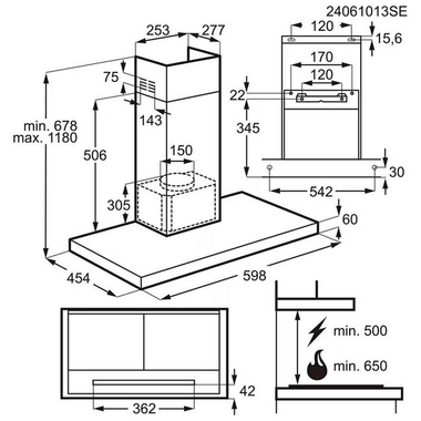 Campana decorativa AEG GB67D61HL Inox 60 cm (1)