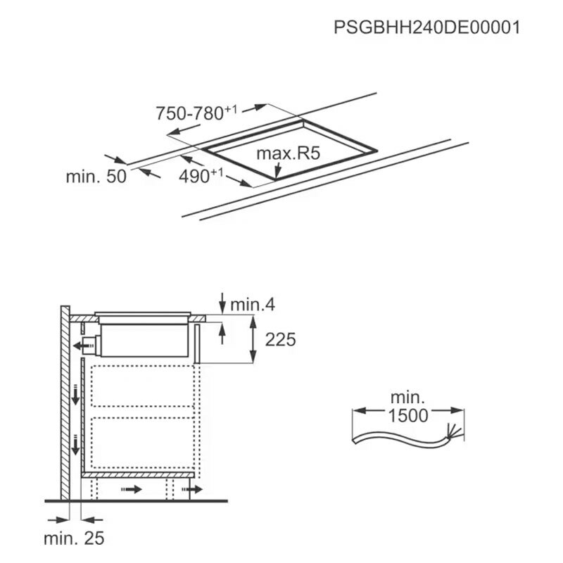 Placa Inducción con extractor integrado AEG TH84CB03FB 80 cm (1)