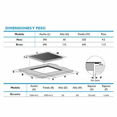 Placa Inducción Midea MCIT7118B3A2C 60 cm (1)