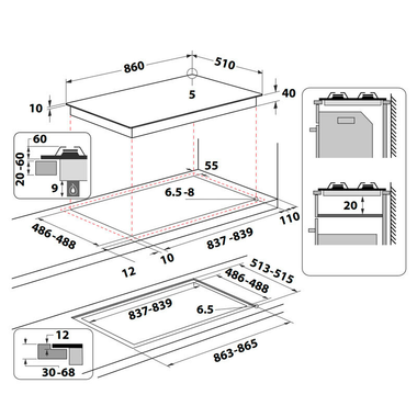 Placa Gas Whirlpool GOWL928/NB 86 cm (1)