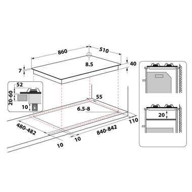 Placa Gas Whirlpool GMAL9522/IXL 86 cm (1)