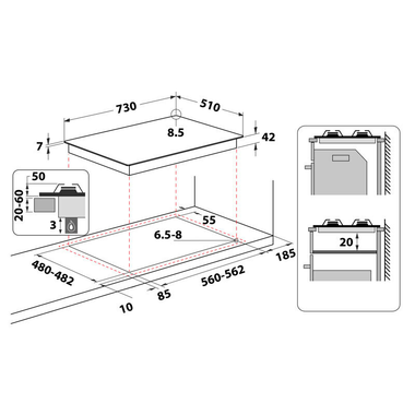 Placa Gas Whirlpool GMAL7522/IXL 73 cm (1)