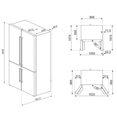 Frigorífico Americano Smeg FQ60BDE Blanco (1)