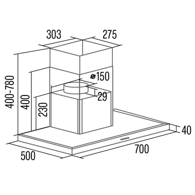 Campana decorativa Cata SPRO 7000BK Acero Negro 70 cm (1)