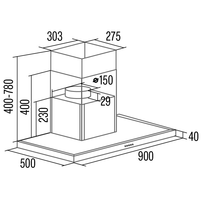Campana decorativa Cata SPRO 9000BK Negro 90 cm (1)