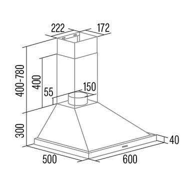 Campana decorativa Cata Beta PRO 6000BK Acero Negro 60 cm (1)