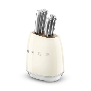 Bloque 6 cuchillos cocina Smeg KBSF02CR Crema