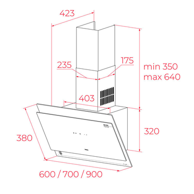 Campana decorativa Teka DVTVG78660VGOGH 70 cm Negro (1)