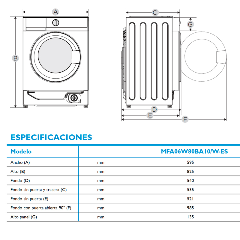 Lavadora Midea MFA06W80BA10/W-ES 8Kg (1)