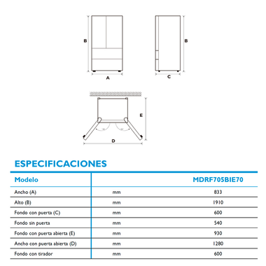 Frigorífico Americano Midea MDRF705BIE70 Inox (1)
