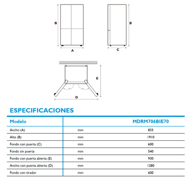 Frigorífico Americano Midea MDRM706BIE70 Gris (1)
