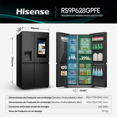 Frigorífico Americano Hisense RS9P628GPFE Inox (1)