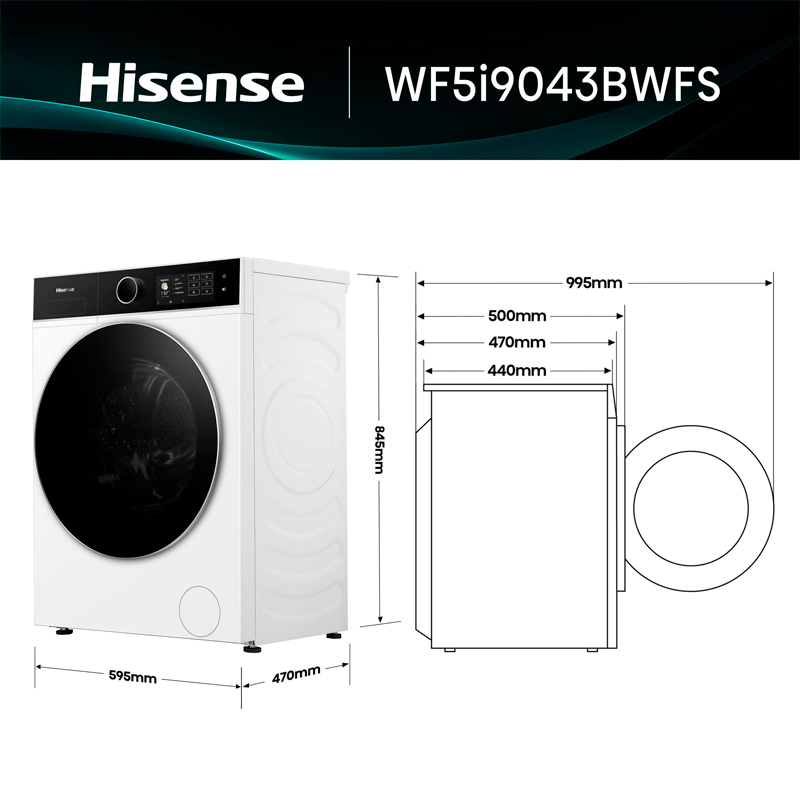 Lavadora Hisense WF5i9043BWFS 9Kg (1)
