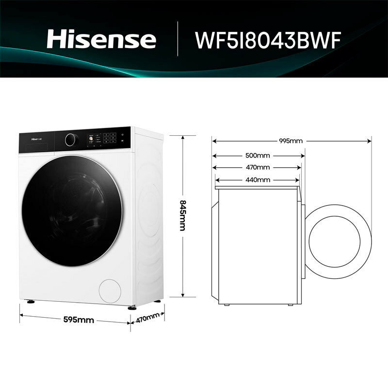 Lavadora Hisense WF5i8043BWF 8Kg (1)