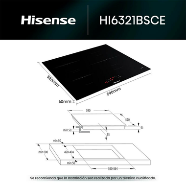 Placa Inducción Hisense HI6321BSCE 59 cm (1)