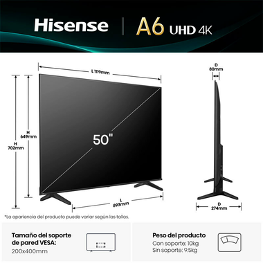 TV Hisense 50A6Q LED 4K 50" (1)