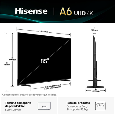 TV Hisense 85A6Q LED 4K 85" (1)