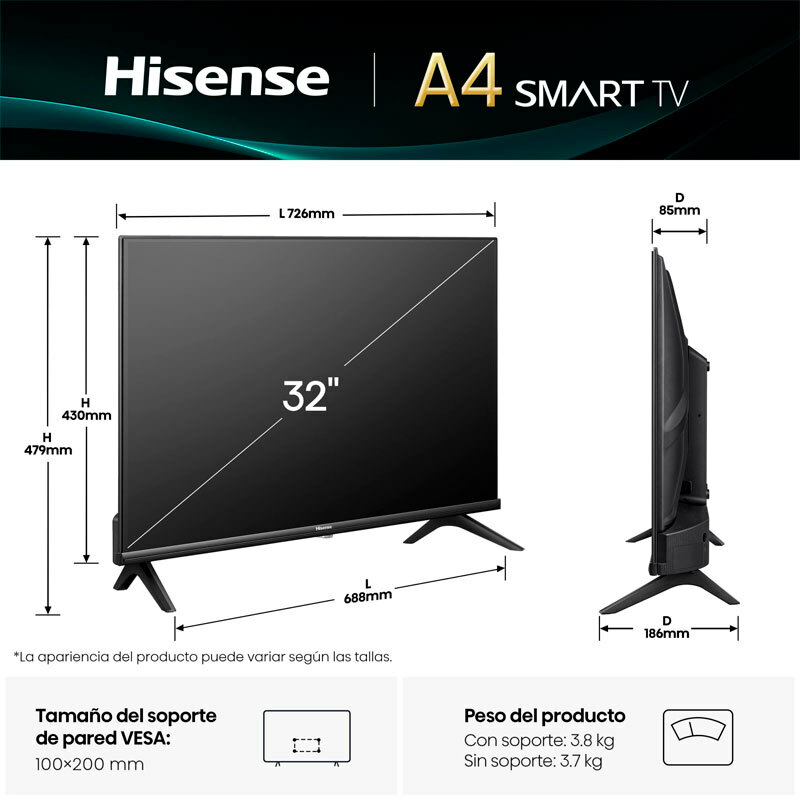 TV Hisense 32A4Q LED 4K 32" (1)
