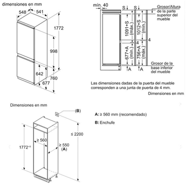 Frigorífico Combi integrable Bosch KIV86NSE0 (1)