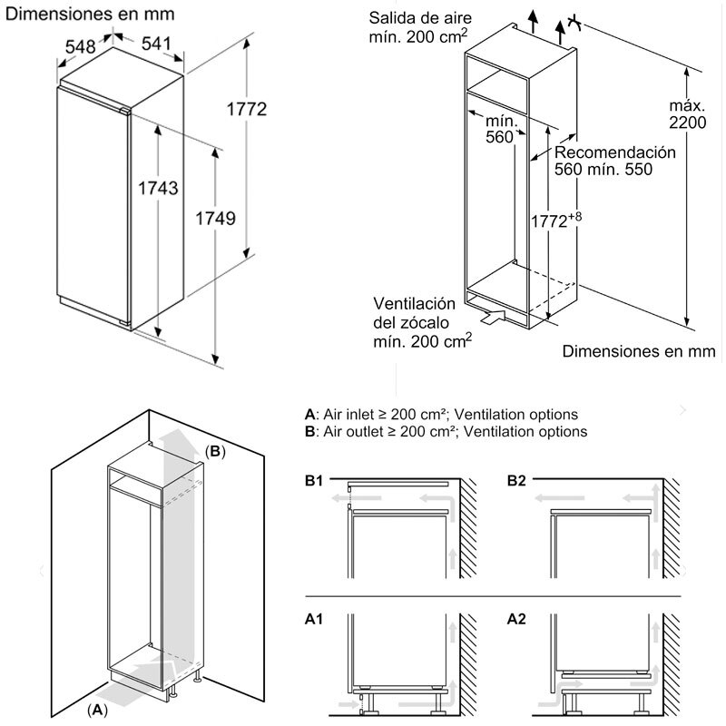 Frigorífico 1 Puerta integrable Bosch KIL82VFE0 (1)