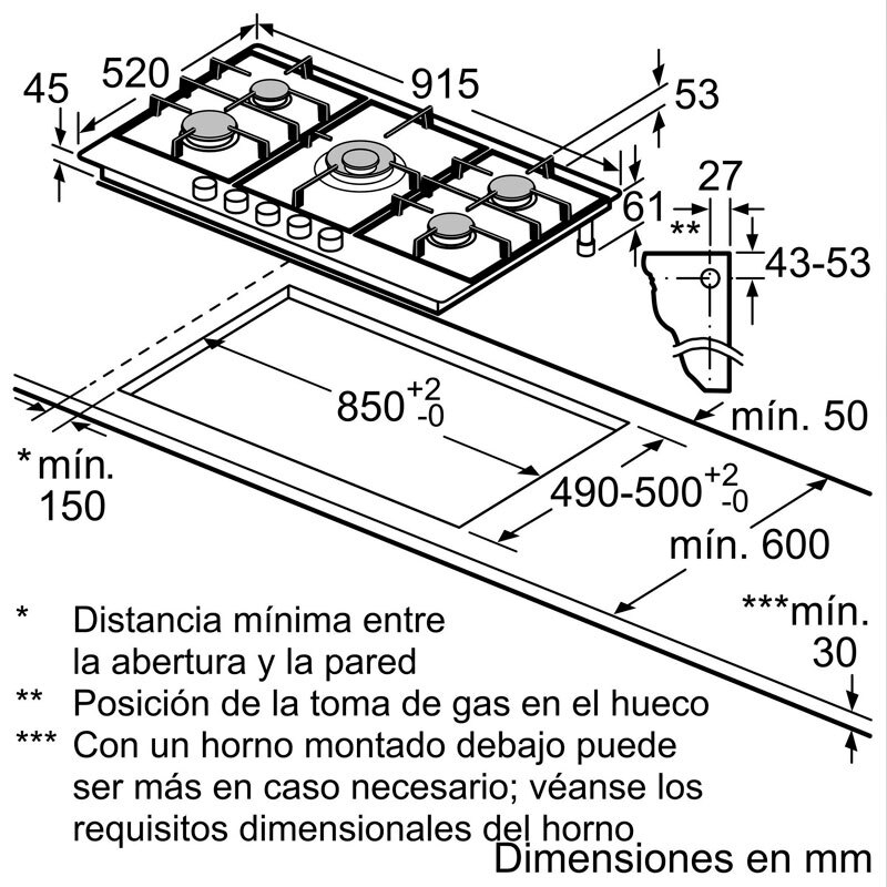 Placa Acero Bosch PCR9A5I90 90 cm (1)