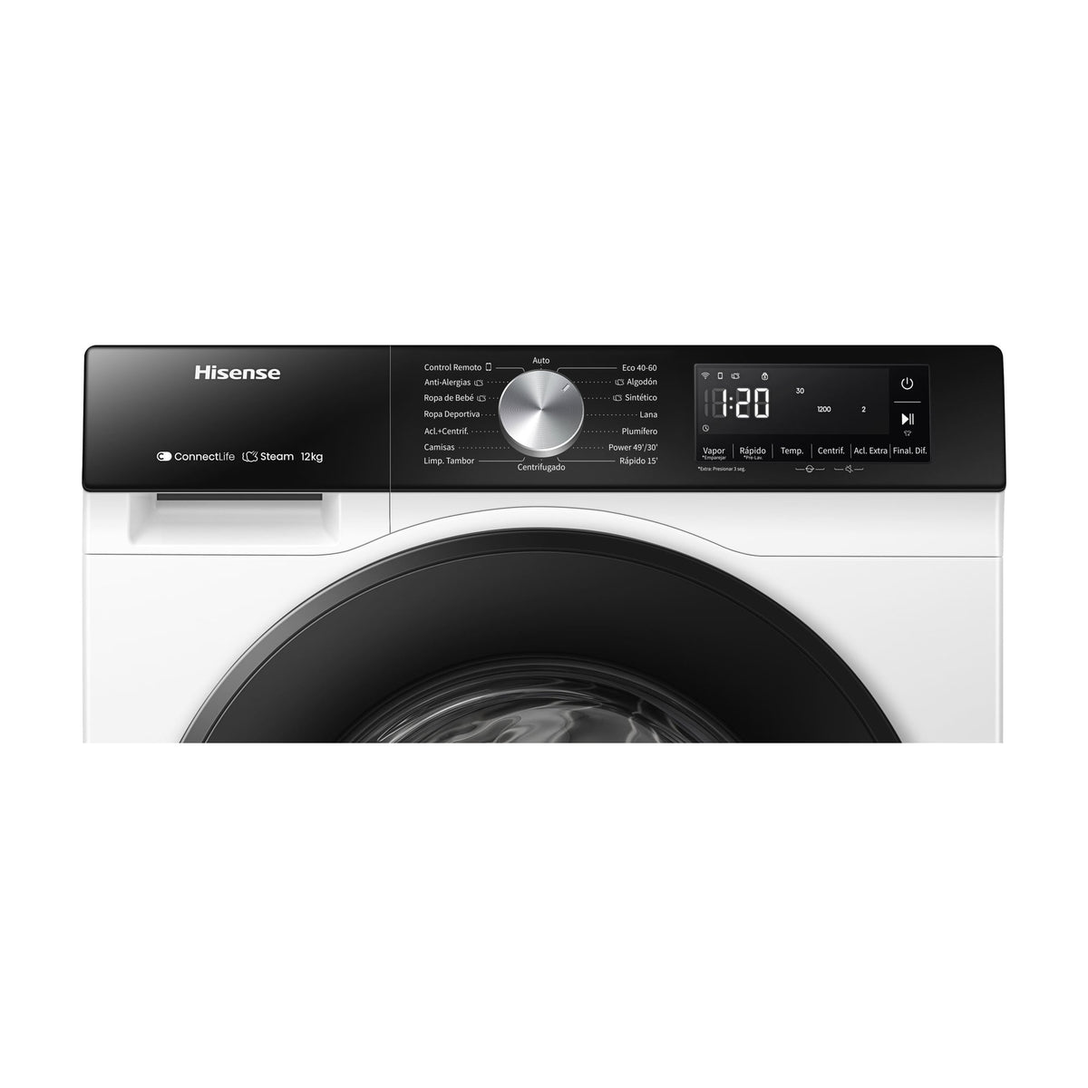 Lavadora Hisense WF3S1243BW3 de 12 kg y 1400 rpm